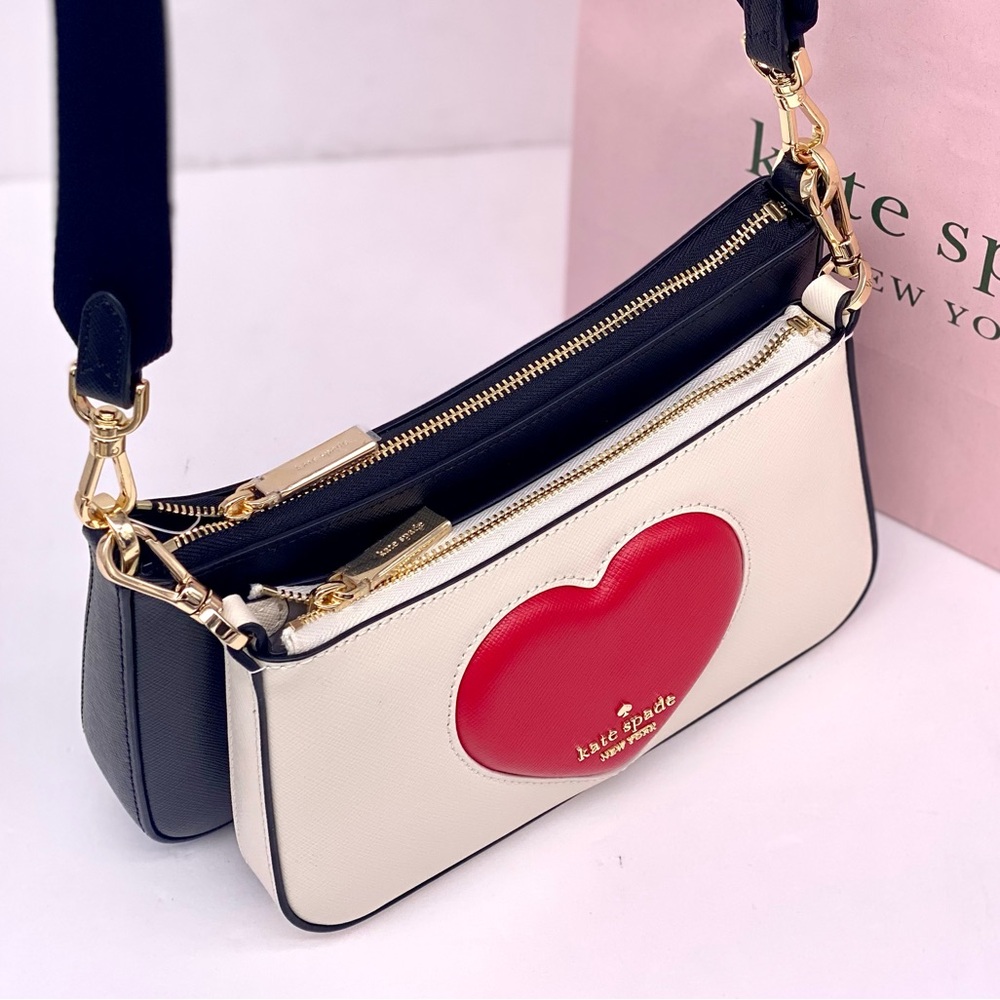 Kate Spade Duet Puffy Heart Crossbody, Meringue Multi NWT - Picture 7 of 16